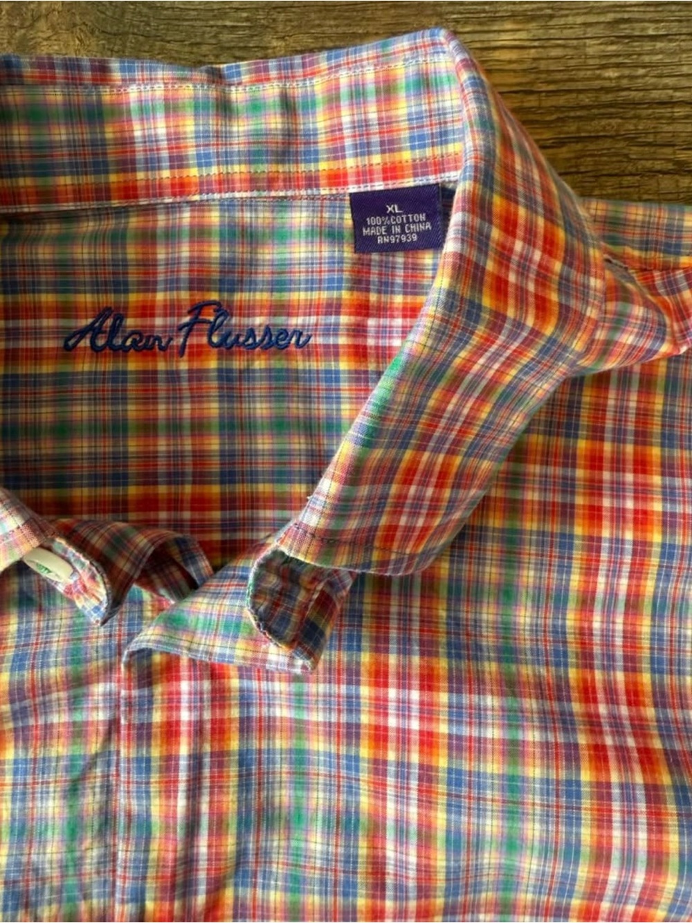 Alan Flusser Multicolor Plaid Long Sleeve
Button Down Shirt Size XL